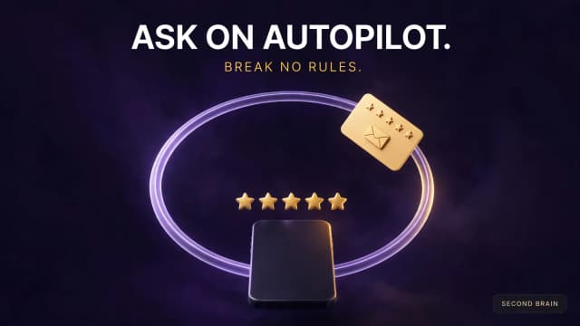 A phone showing a five-star review request sent automatically after a finished job, inside a rules-safe workflow loop