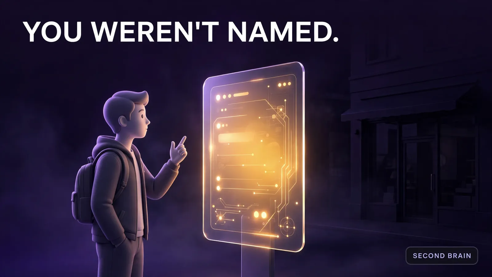 A shopper asking an AI assistant for a product while an unnamed brand's storefront sits outside the light, the AI shopping blind spot