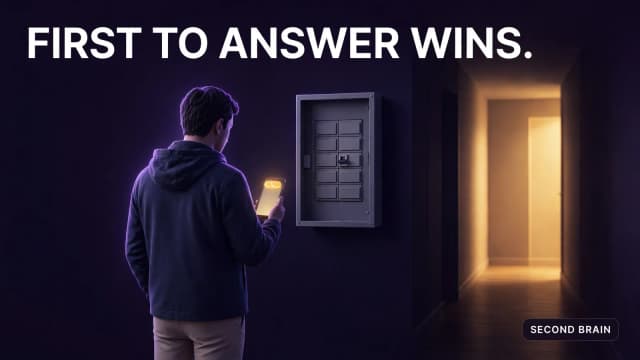 An electrician answering first while a homeowner with a tripped breaker works down a list of companies, the speed-to-lead race for electricians