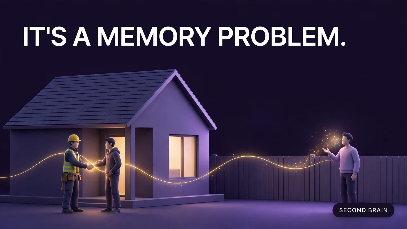 A happy roofing customer whose referral is saved by a memory system when a neighbour asks months later