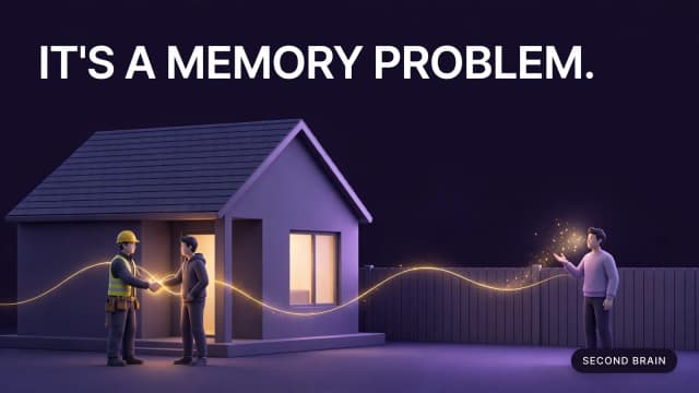 A happy roofing customer whose referral is saved by a memory system when a neighbour asks months later